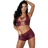 Exposed Lingerie Thalia Burgundy Tease Two Piece Set - Burgundy - Bras and Bra Sets